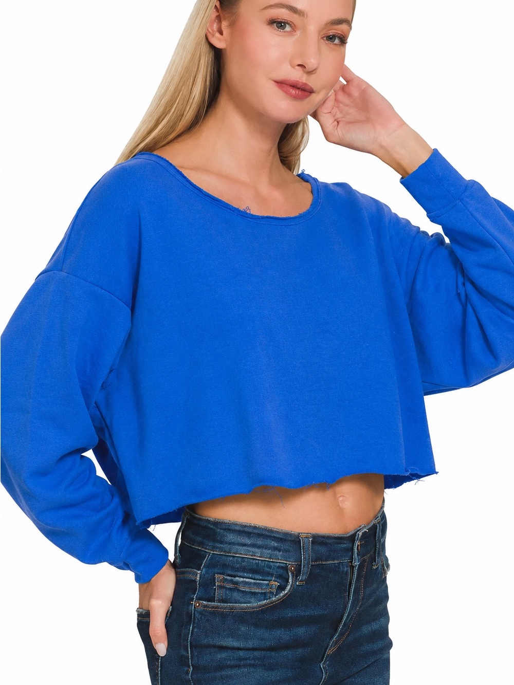 💙 Zenana | Cropped Pullover Sweatshirt | size L